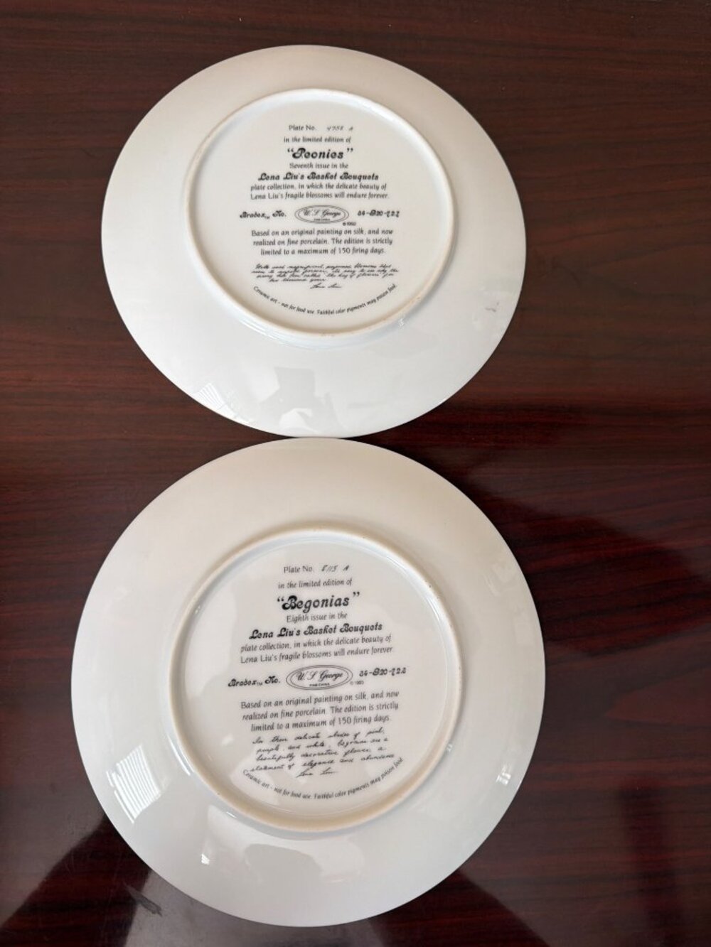 1992 Lena Liu Basket Bouquets W.S. George Set of 11 Collector Plates Missing #11 - Picture 9 of 15